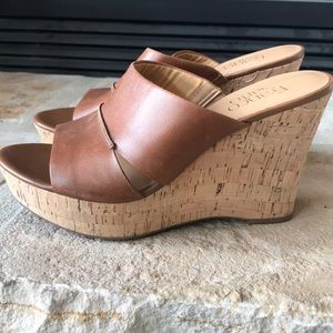 {Franco Sarto} Camel Leather Wedges. Size 7.5.